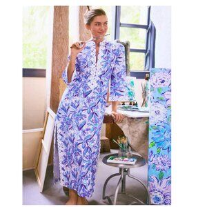 NWT Lilly Shealyn Stretch Maxi Caftan Tropicalia Purple Elephant In The Bloom sz